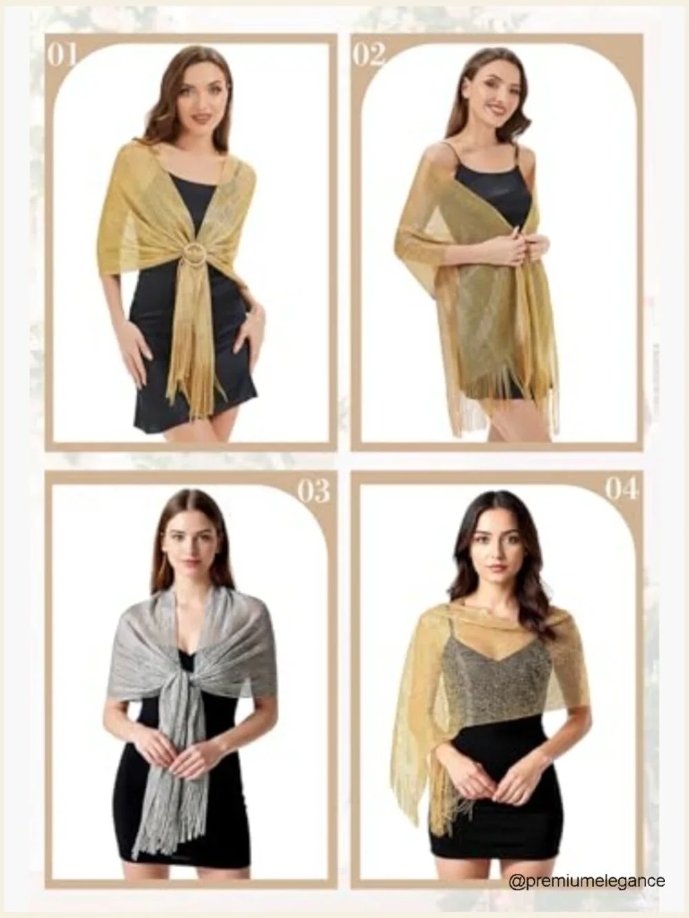 Metallic Shawl with Buckle for Formal Dresses Elegant Wedding Accessory